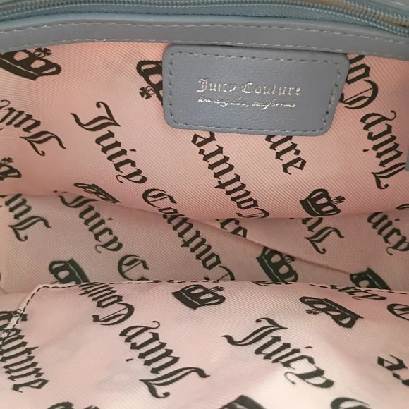 Juicy Couture Exclusive Run The World Light Blue Embroidered Patch Shoulder Bag - Picture 10 of 13